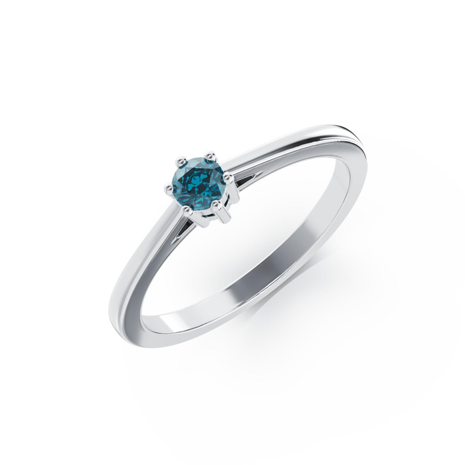 18K white gold engagement ring with 0.21ct blue diamond